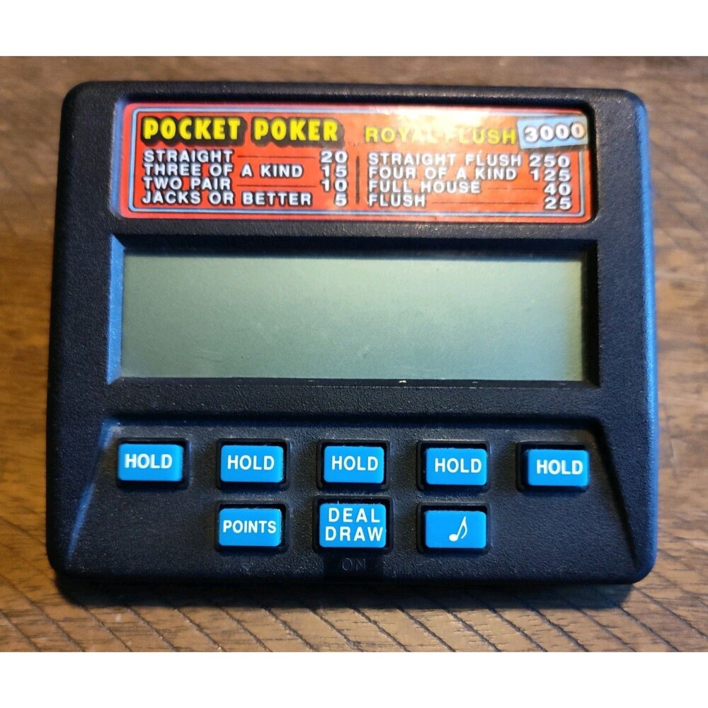 Vintage Radica Pocket Poker Mod. No. 1310 Electronic Handheld Game Tested